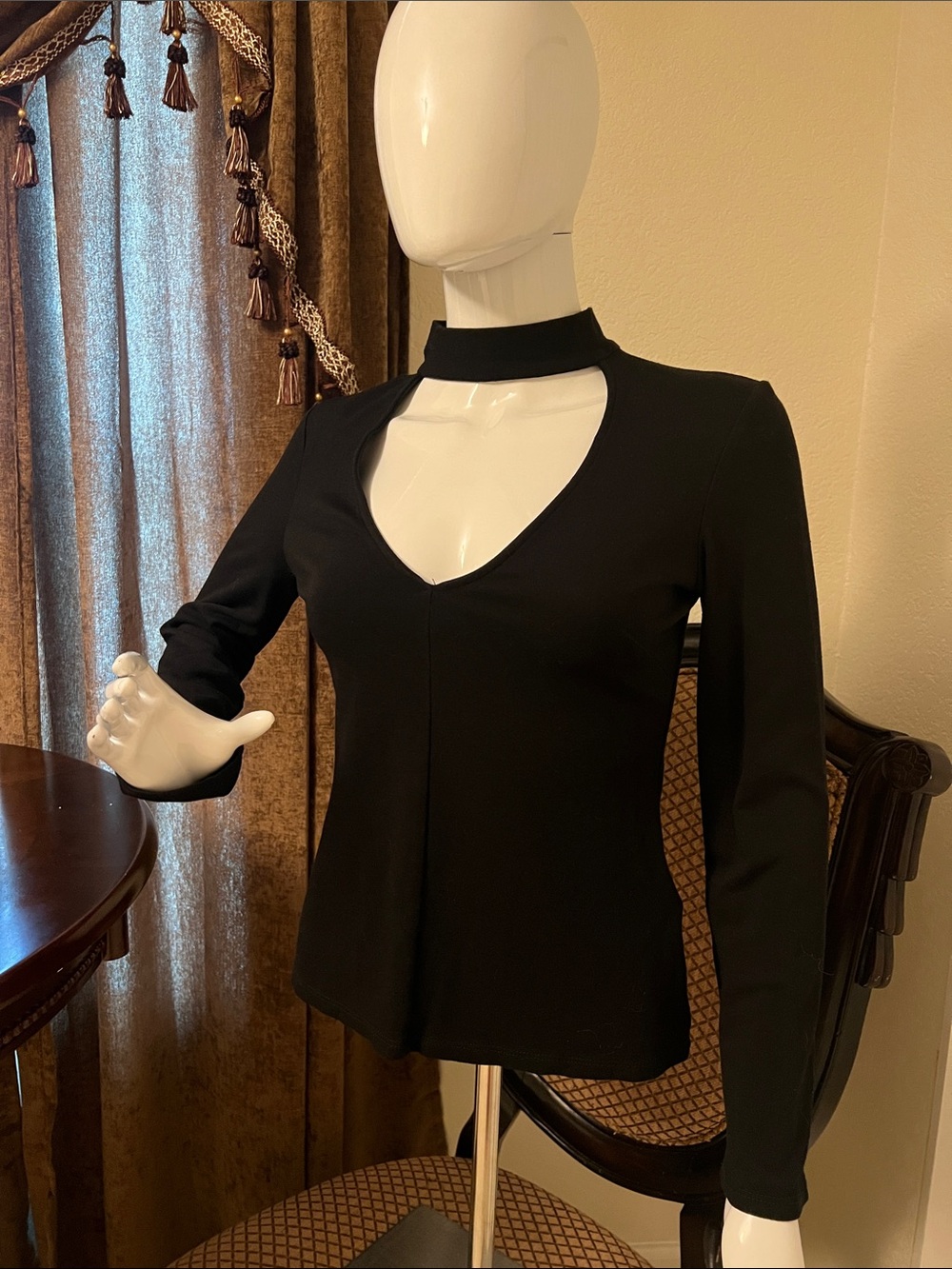 Bebe Black Long-Sleeve Top